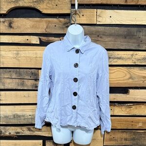 C.M.C Color Me Cotton Lagenlook Lilac Colored Button Down Blouse Medium USA VTG